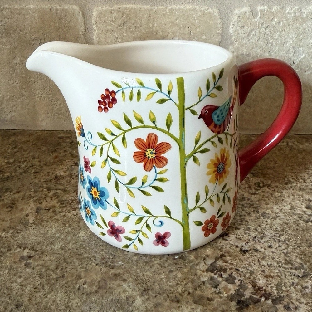 Bico‎ Red Spring Bird Ceramic Creamer Pitcher Scandinavian Dishwasher Safe